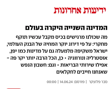 כתבת עיתונות על יוקר המחיה בישראל